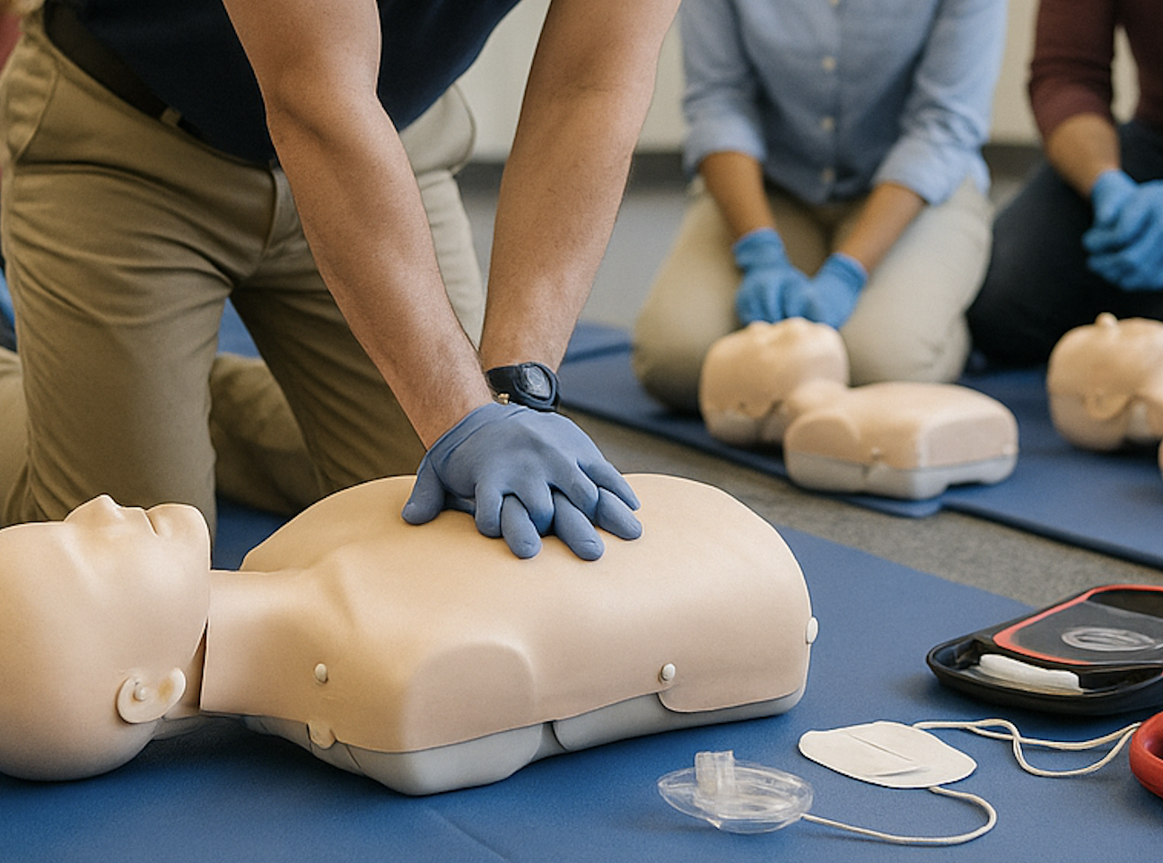 Hands over chest doing CPR